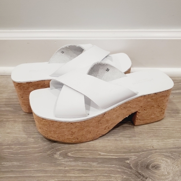 NEW Jeffrey Campbell Itzelia White Heel Platform Slide Sandal - Picture 2 of 5